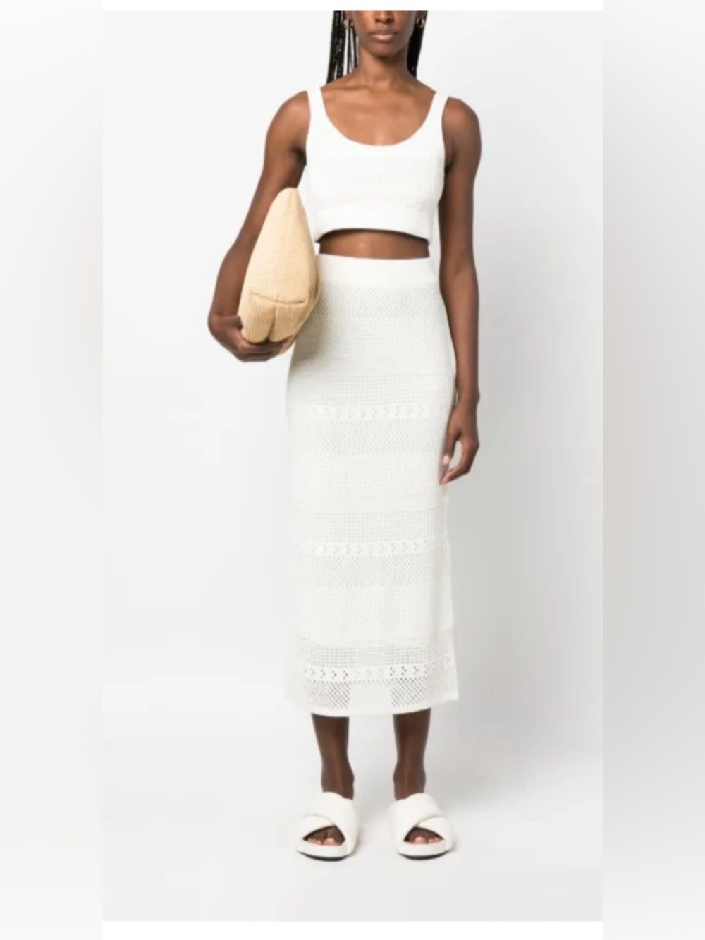 FRAME Crochet-Knit Pencil Skirt.